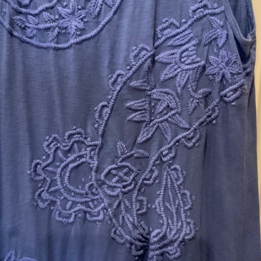 Soft Surroundings Blue Embroidered Mini Dress - Picture 3 of 4